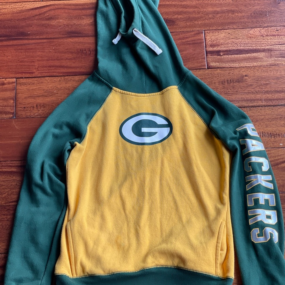 Green Bay Packers Women's Green and Yellow Hoodie